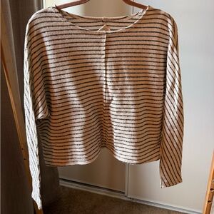 Billabong Black and Cream Striped Top